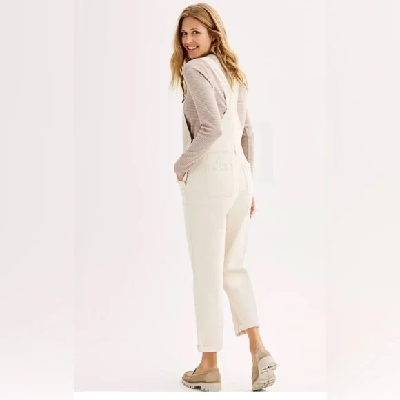 NWT Sonoma Women's Light Cream Overalls NWT Size Large - Picture 3 of 8